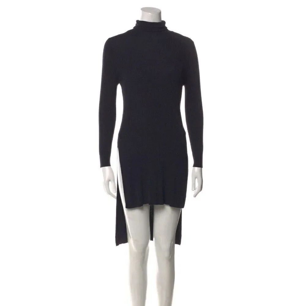 arje authentic dark blue sweater turtleneck high low Long Sleeve knit top small